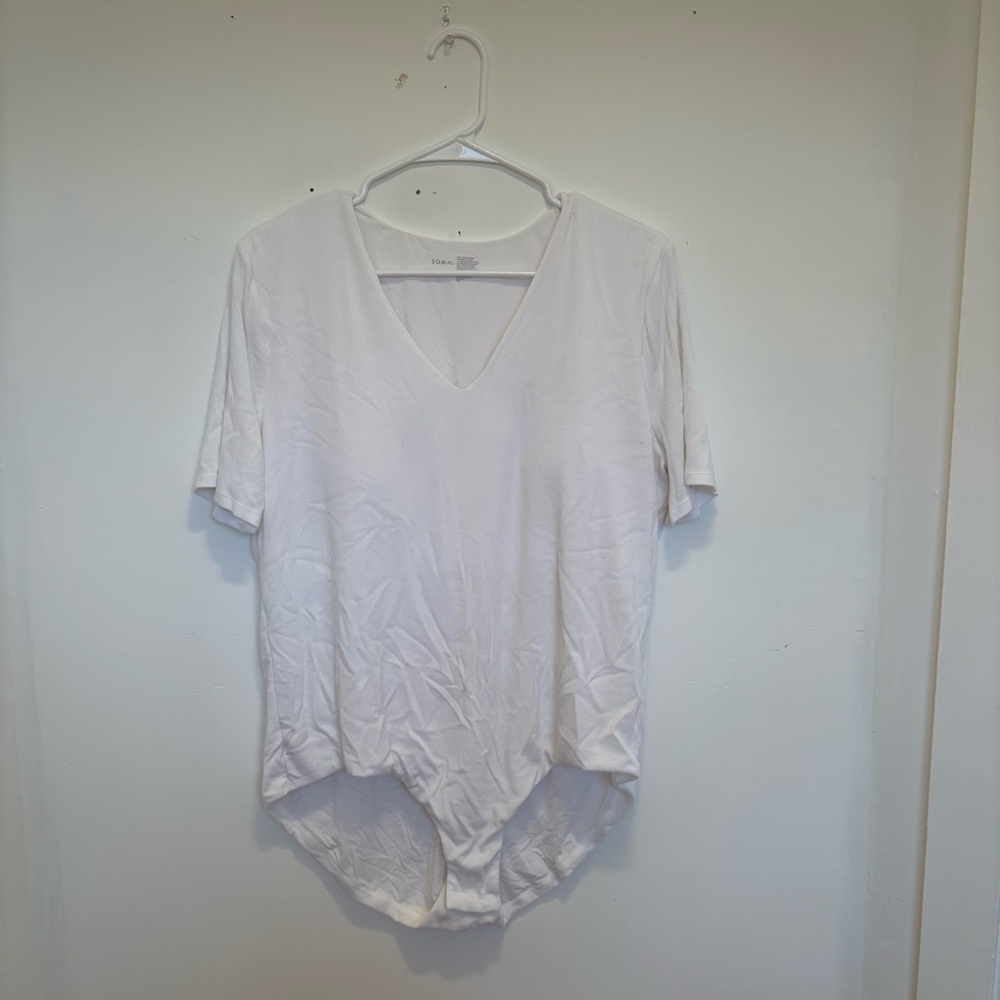 Soma White High Low T-Shirt Bodysuit